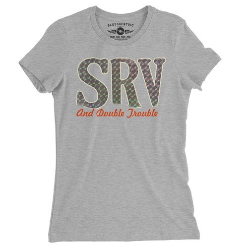 Stevie Ray Vaughan Reflective SRV Ladies T Shirt - Relaxed Fit - ladiesathleticheather