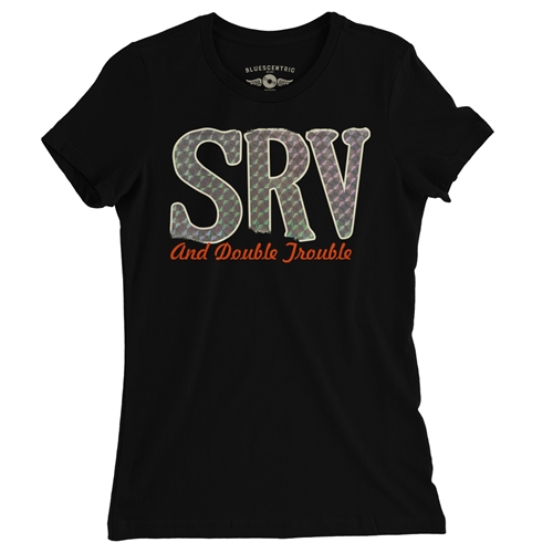 Stevie Ray Vaughan Reflective SRV Ladies T Shirt - Relaxed Fit - ladiesblack