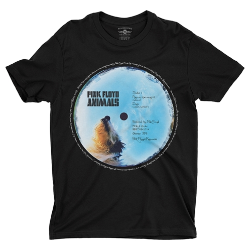 Pink Floyd Animals Vinyl Label T-Shirt - Lightweight Vintage Style - vintageblack