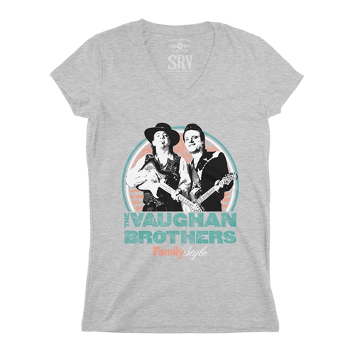 Jimmie & Stevie Ray Vaughan Family Style V-Neck T Shirt - Women