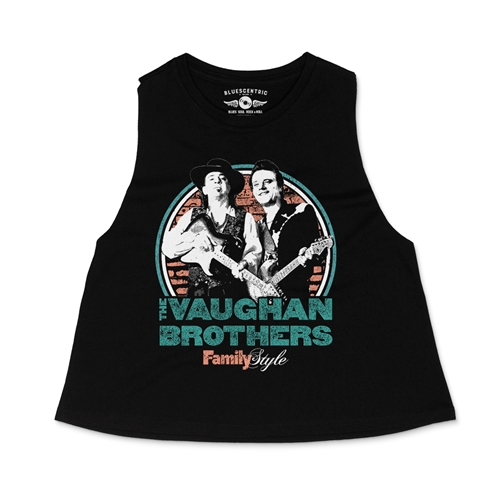 Jimmie & Stevie Ray Vaughan Family Style Racerback Crop Top - Women