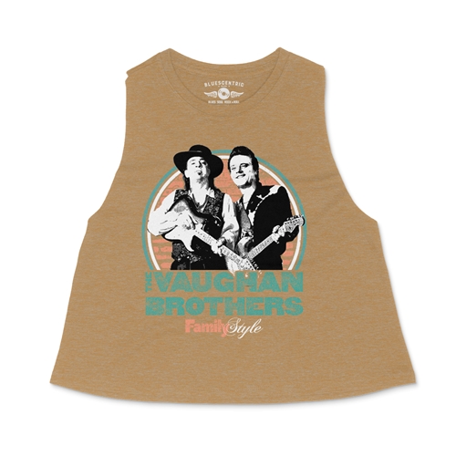 Jimmie & Stevie Ray Vaughan Family Style Racerback Crop Top - Women