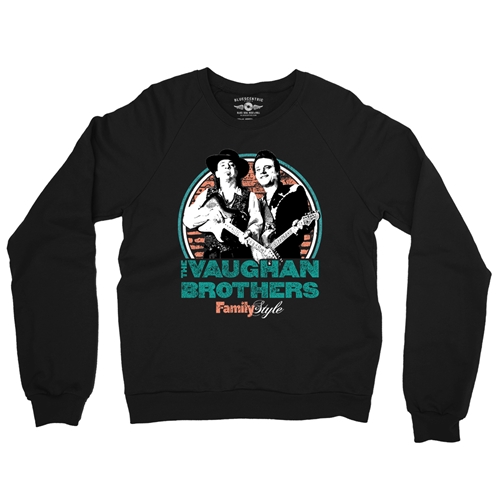 Jimmie & Stevie Ray Vaughan Family Style Crewneck Sweatshirt - crewneckblack