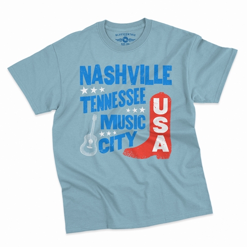 Nashville Music City USA T-Shirt - Classic Heavy Cotton - classiclightblue