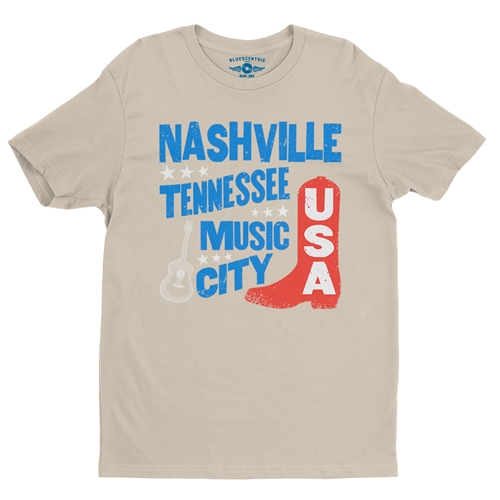 Nashville Music City USA T-Shirt - Lightweight Vintage Style - vintagecream