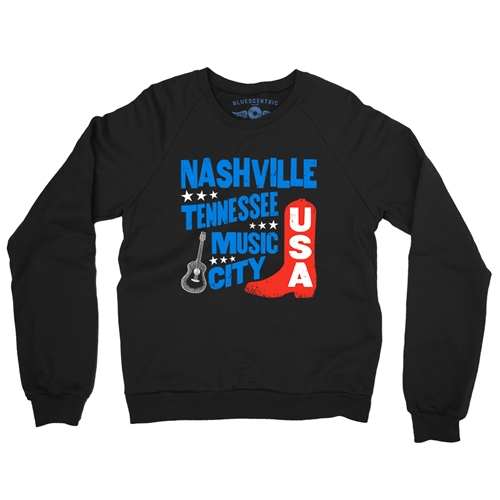 Nashville Music City USA Crewneck Sweatshirt - crewneckblack