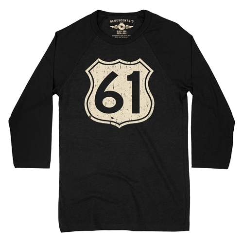 Highway 61 Baseball T-Shirt - raglanblackblacksleeve