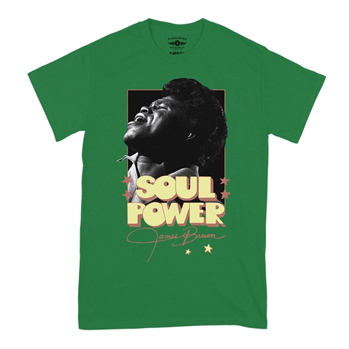 James Brown SOUL POWER T-Shirt - Classic Heavy Cotton - classickellygreen