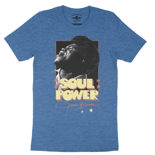 James Brown SOUL POWER T-Shirt - Lightweight Vintage Style - vintageheatherroyalblue