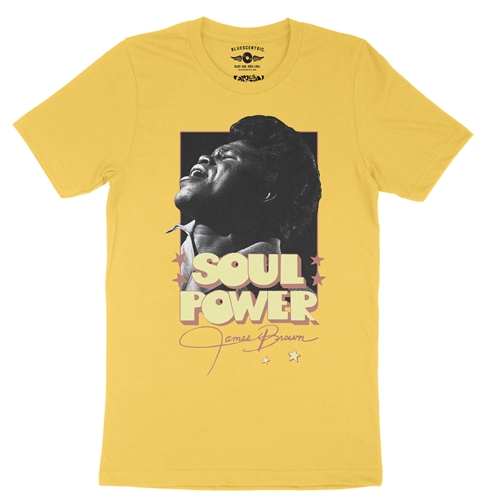 James Brown SOUL POWER T-Shirt - Lightweight Vintage Style - vintagemaizeyellow