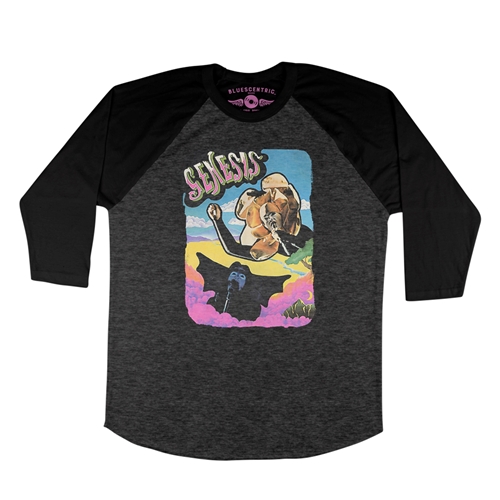 Genesis 1972 Vintage Concert Baseball T-Shirt - raglanblackblacksleeve