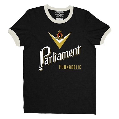 Parliament Funkadelic Cig Logo Ringer T-Shirt - ringerblackcreamtrim