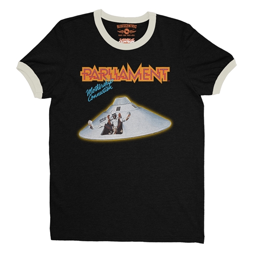 Parliament Mothership Connection Album Cover  Ringer T-Shirt - ringerblackcreamtrim