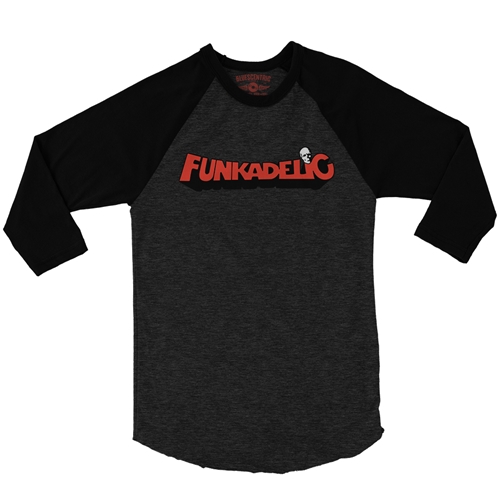 Red Funkadelic Logo Baseball T-Shirt - raglanblackblacksleeve