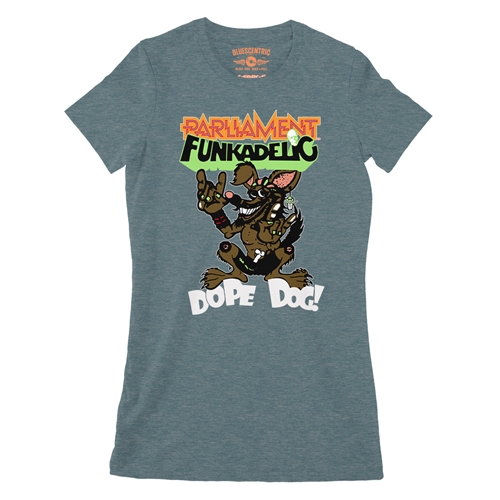 Parliament-Funkadelic Dope Dog Retro Ladies T Shirt - Relaxed Fit - ladiesheatherdeepteal
