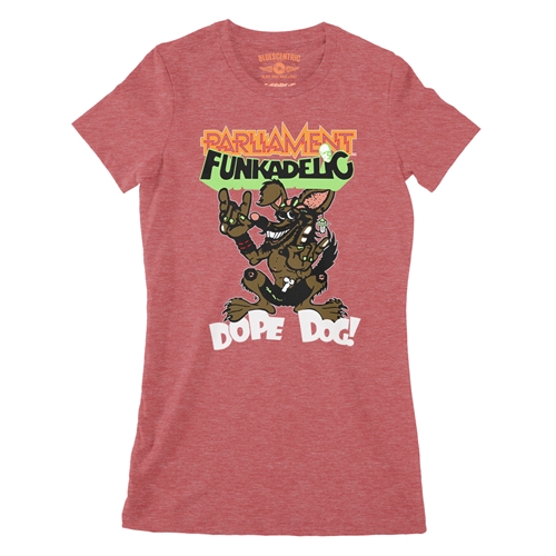 Parliament-Funkadelic Dope Dog Retro Ladies T Shirt - Relaxed Fit - ladiesheatherred