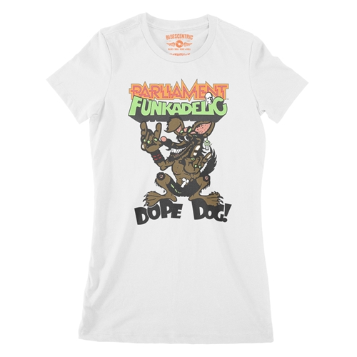 Parliament-Funkadelic Dope Dog Retro Ladies T Shirt - Relaxed Fit - ladieswhite