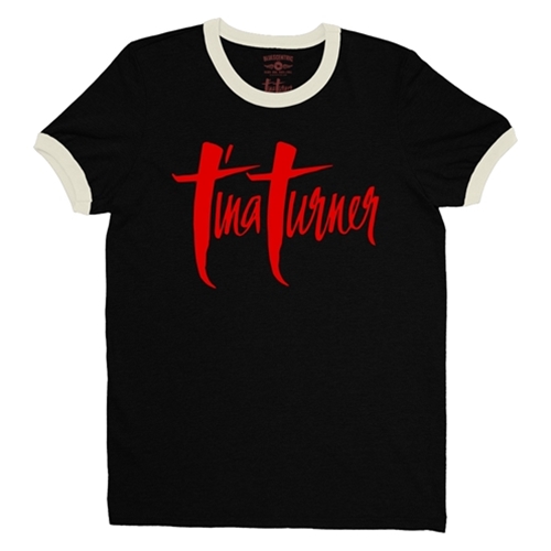 Tina Turner Logo Ringer T-Shirt - ringerblackcreamtrim