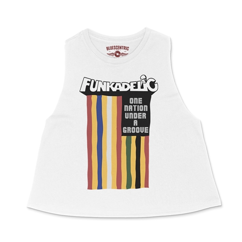 Funkadelic One Nation Under a Groove Flag Racerback Crop Top - Women