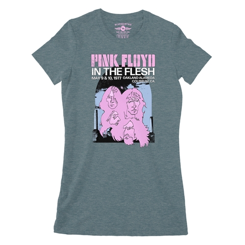 Pink Floyd In The Flesh Sketch Ladies T Shirt - Relaxed Fit - ladiesheatherdeepteal