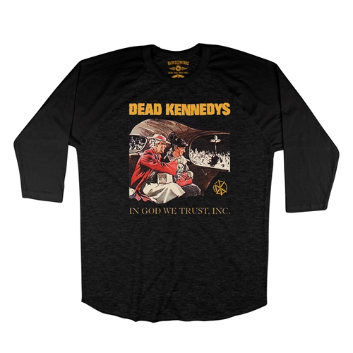 Dead Kennedys In God We Trust Inc. Baseball T-Shirt - raglanblackblacksleeve
