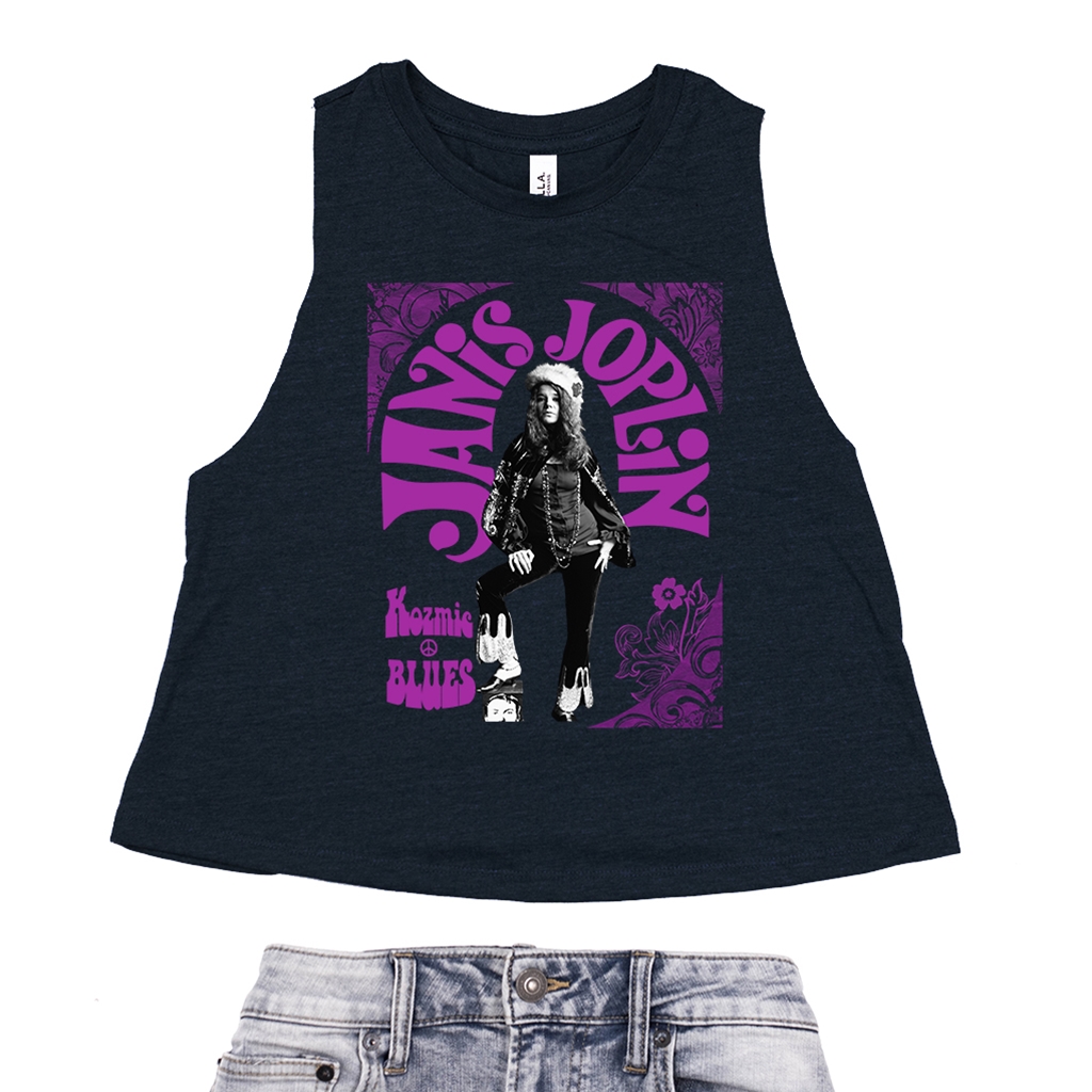 Psychedelic Janis Joplin Kozmic Blues Racerback Crop Top - Women