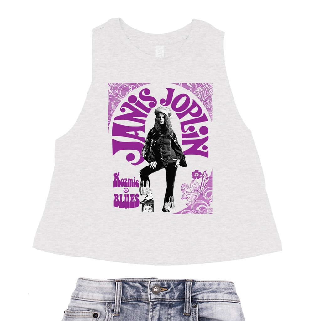 Psychedelic Janis Joplin Kozmic Blues Racerback Crop Top - Women