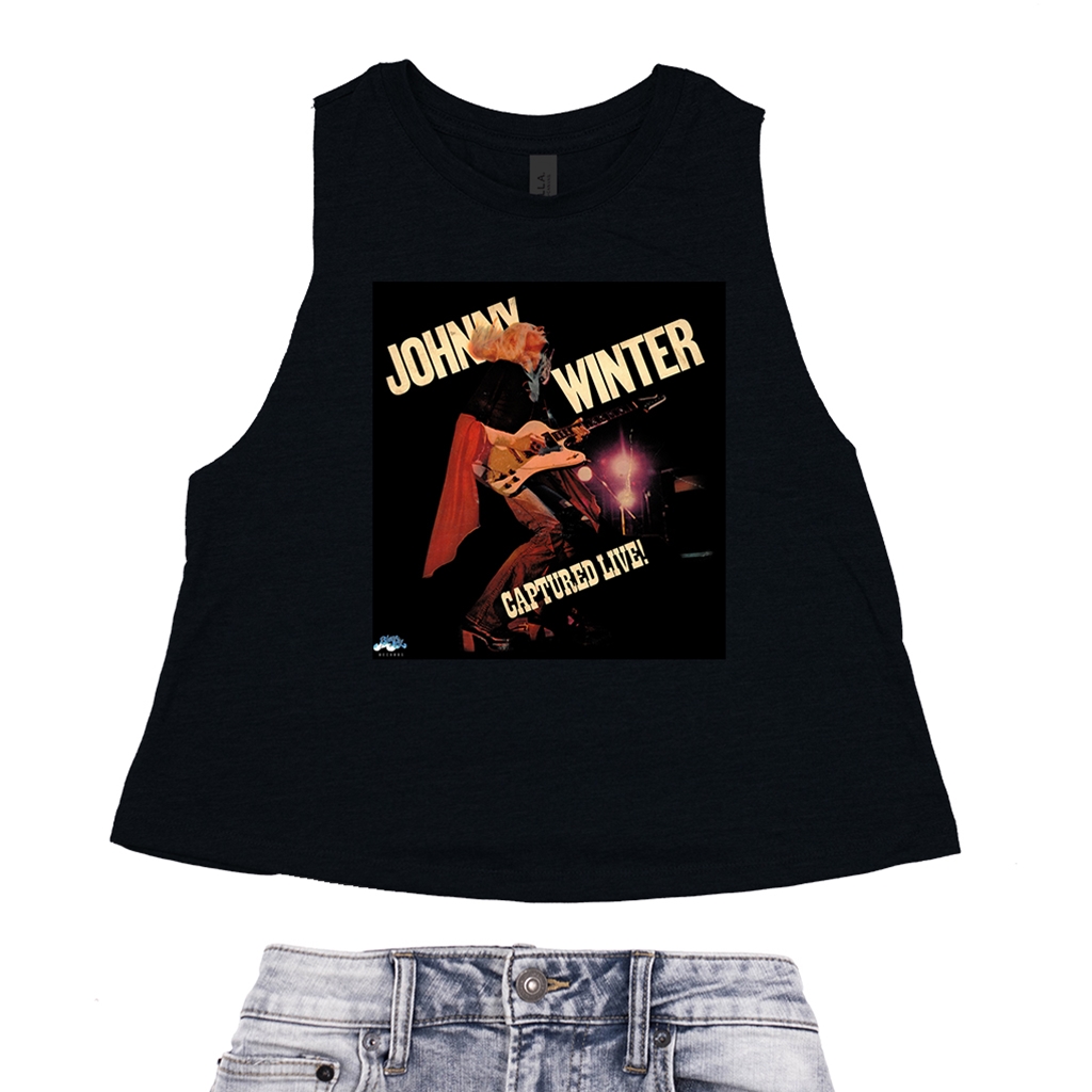 Johnny Winter Captured Live Racerback Crop Top - Women