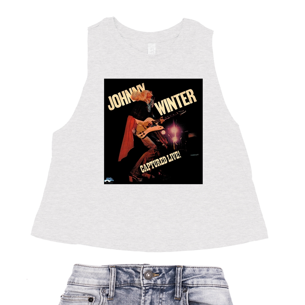 Johnny Winter Captured Live Racerback Crop Top - Women