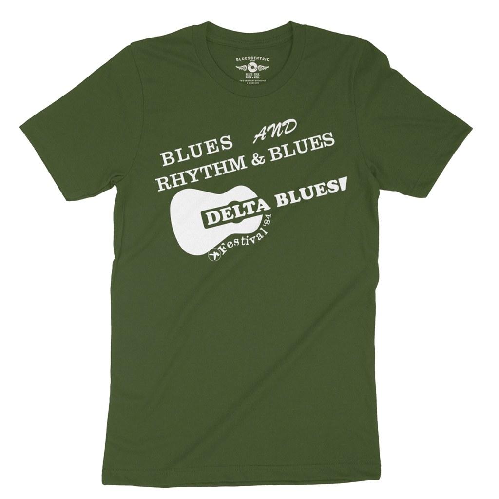 Small Batch Ltd Edition Delta Blues Fest 1984 Reissue T-Shirt - Lightweight Vintage Style - olive