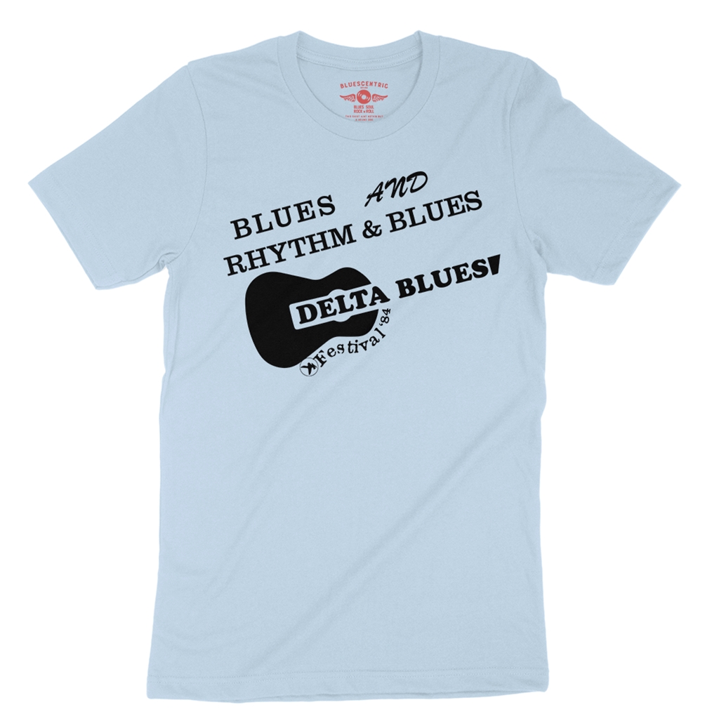 Small Batch Ltd Edition Delta Blues Fest 1984 Reissue T-Shirt - Lightweight Vintage Style - vintagethrowbackblue