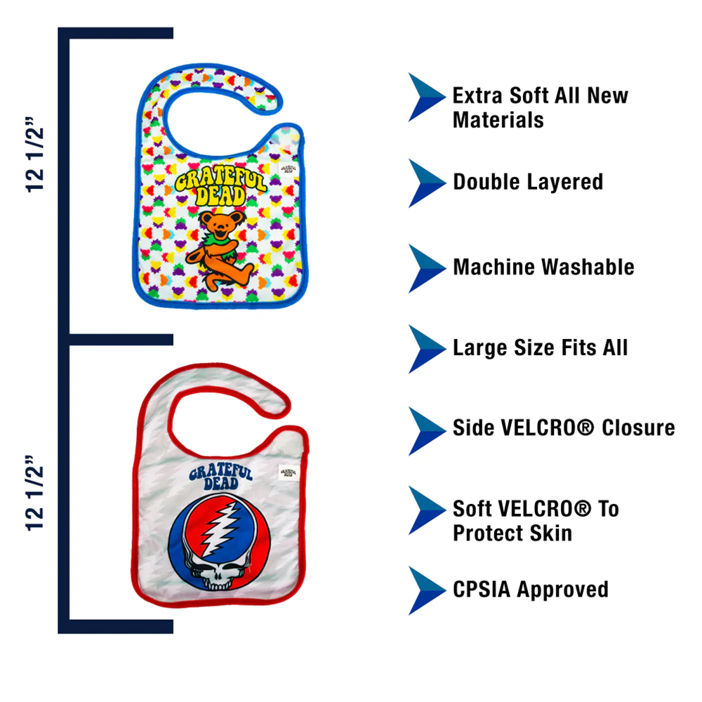 Grateful Dead Dancing Bear Extra Soft Baby Bibs - Children