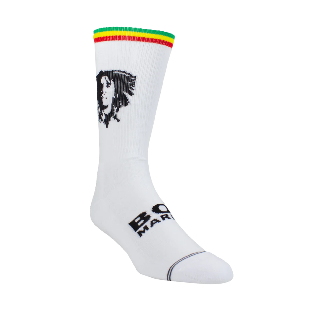 Bob Marley Silhouette Crew Knit Socks - 1 Pair, WHITE